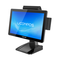 Terminal de point de vente LICON à écran tactile capacitif, lecteur de cartes, système POS Windows, caisse enregistreuse intégrée, processeur I3, prix direct usine