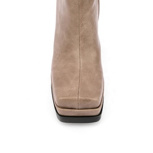 Short Daily <b>Shoes</b> Casual Anti-slip Sole Platform Square Toe Ankle Boots for Women Side Zip Chunky High Heels Unisex - Product Image 6
