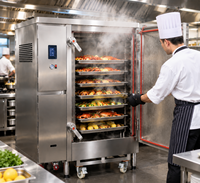 Cuiseur vapeur électrique commercial In-Smart ISMT-R à 12 plateaux en acier inoxydable 220V 120W pour la cuisson à la vapeur de pains, gâteaux de riz, poisson et gyozas