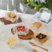 Vente en gros de boîtes d'emballage transparentes pour gâteaux carrées PET de qualité alimentaire contenant jetable blister pâtisserie dessert avec couvercle