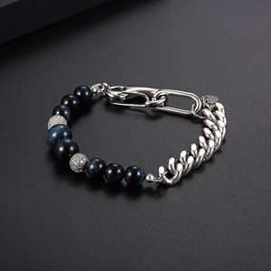 Bracelets tendance en acier inoxydable fin de haute qualité en pierre d'oeil de tigre bijoux à bas prix vente en gros - Product Image 6