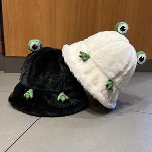 Sombrero de Pescador con Orejas de Rana, de Piel Sintética de Conejo, Cálido y Acogedor, para Otoño e Invierno, Unisex, para Niños, Estilo Japonés y Coreano, Color Caqui, Rosa y Negro - Product Image 4