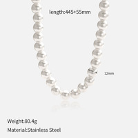 Collier Novirassine pour femme, fait main, en fausses perles rondes blanches en ABS, avec chaîne classique - Style tendance