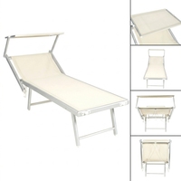 Chaise longue de plage en aluminium OEM avec pare-soleil réglable, pliable, pour l'extérieur, couleur personnalisée, pour les centres de villégiature