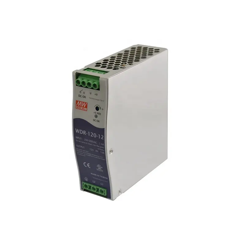 Originele Mean Well 120 W 24 V voeding WDR-120-24 wide input bereik met PFC functie voeding din rail