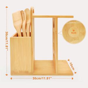 Rack à épices en bois de bambou Organisation en gros avec support multifonctionnel Couverts Ustensiles de cuisine pour comptoir de cuisine - Product Image 4