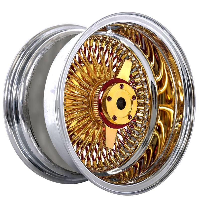 Spaakwiel 13 14 15 16 17 18 20 22 Inch Chromen Lip Gold Spinner Tepel Recht Gekruist Kant 72 100 150 Spaak Velgen