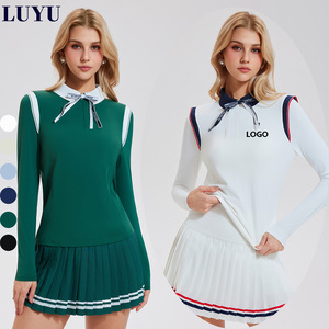 Set atasan dan rok tenis bergaya preppy dengan pita lepasan, warna-warni, modis, mewah, cocok untuk pickleball dan padel. - Product Image 1