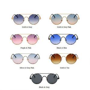 Gafas de Sol Redondas Steampunk de Moda Vintage 2022 para Hombre y Mujer, Lentes Degradadas, Estilo Punk, Aleación - Product Image 5