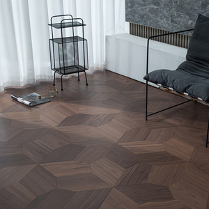 Parquet en bois T&G multicouche en noyer noir de 15 mm, texture Quiet Saw, conforme IEC62321, bordure durable, qualité moderne ABC, pour immeuble de bureaux - Product Image 1