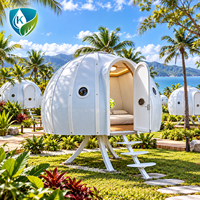 Maison conteneur capsule spatiale de luxe, pod de glamping modulaire préfabriqué, cabane dôme panoramique, mini-maison pour hôtel-resort