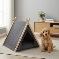 Tente pour animaux de compagnie moderne pliable et imperméable, maison pour chien et chat toutes saisons, enclos chaud pour l'hiver, chambre de maternité, salon, toit en tissu, structure en bois
