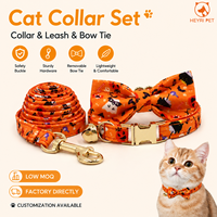 Ensemble collier, laisse et nœud papillon pour chat avec logo personnalisé, OEM ODM, vente en gros, ensemble de colliers imprimés pour animaux de compagnie, faible MOQ, directement de l'usine pour les marques et les magasins d'animaux