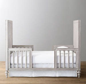 RH American Country <strong>Oak</strong> Solid Wood Carved Crib Multifunctional Toddler Bed Portable <strong>Cot</strong> Newborn White - Product Image 4