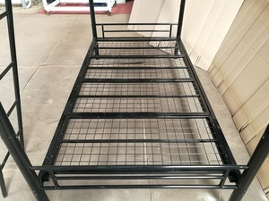 Giá Rẻ Bán Buôn Kích Thước Duy Nhất Đôi Decker Giường Đen Nền Tảng Thép Kim Loại Giường Tầng Với Slide - Product Image 4