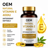 Gélules de Vitamine E Naturelle OEM, D-Alpha Tocophérol par Gélule, Pur d'Origine Tournesol, Antioxydant Cutané et Cellulaire