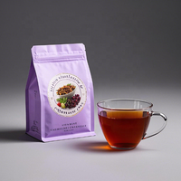Sachet refermable personnalisé en papier kraft biodégradable de qualité alimentaire pour café, thé, biscuits - Emballage Mylar Ziplock à fond plat