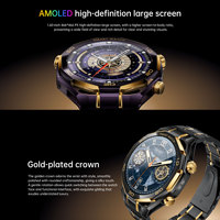 Montre connectée de fitness SK55PRO avec boîtier en alliage, écran AMOLED, suivi de la fréquence cardiaque, étanche IP68, alarme magnétique, appels, santé IA, Android