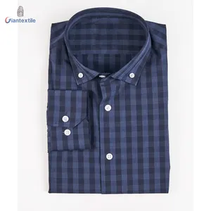 Giantextiel Oem Leverancier Heren Shirt Twee Kleuren Opties Check Lange Mouw Mode Klassiek Casual Shirt Voor Mannen