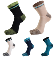 Chaussettes à cinq orteils pour hommes Crew Cotton 5 Fingers Plain Classic Private Label Winter Solid Crew Black Toe Socks