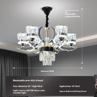 Lampu Gantung Kristal Besi Bulat Emas Mewah Klasik Modern, Lampu Chandelier Kaca untuk Ruang Tamu, Ruang Makan, Kamar Tidur, Lampu Plafon