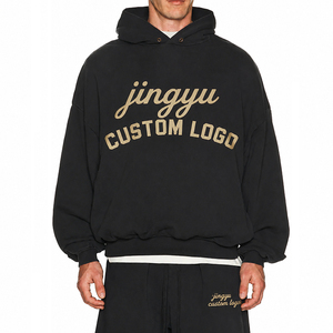 Sweat-shirt à capuche en molleton de coton personnalisé avec logo imprimé, coupe ample, conçu par le fabricant - Product Image 2