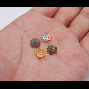 Support de perles creuses en forme de fleur, 10mm, plaqué fer, accessoires de bijouterie pour fournitures de perles DIY, couleurs mélangées, style classique - Product Image 4