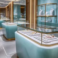 Vitrine de présentation de bijoux en verre écologique GZowin avec éclairage LED pour comptoir de magasin moderne ou vitrine murale