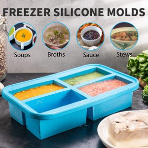 2024 1 taza de grado alimenticio sin BPA de silicona para congelar salsas sopas guisos caldos comidas sobras cubitos de hielo bandeja de molde con tapa - Product Image 4