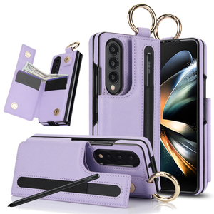 Wallet trường hợp tương thích với Samsung Galaxy Z gấp 3 4 5 6 7 RFID chặn chủ thẻ S chủ bút khe cắm PU da trường hợp điện thoại - Product Image 5