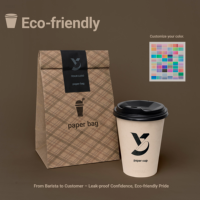 Tasse de papier de café jetable biodégradable à paroi unique écologique personnalisable pratique en matériau kraft eau minérale dorée