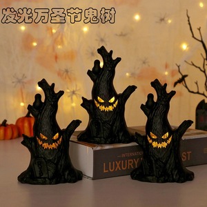 Décorations d'Halloween en forme de souche d'arbre fantôme, lumière scintillante, décoration d'Halloween en plastique pour intérieur, alimentée par piles - Product Image 5