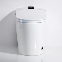 Bidet intelligent carré japonais en céramique - Capteur radar, siège chauffant, télécommande, à poser au sol, siphon en P, double chasse d'eau - Nouvelle Offre