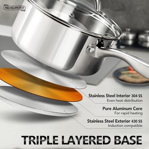 Ensemble de casseroles en acier inoxydable antiadhésif de qualité supérieure avec logo personnalisé, casseroles détachables de luxe, couvercles en verre pour cuisinière à gaz, pour la cuisine à domicile - Product Image 2