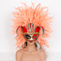 Masque en plumes véritable de style vénitien fait à la main, accessoire de costume de luxe pour événements et bals masqués, pour adultes unisexe