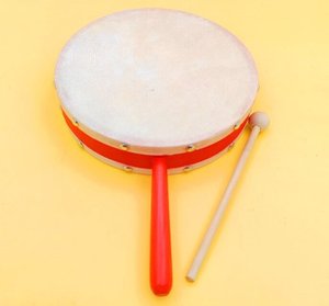 Wholesale 8 Inches Wooden Sheepskin Hand <b>Drums</b> With Wooden Sticks Double-sided <b>Drum</b> Music Orff Percussion Instruments - Product Image 1