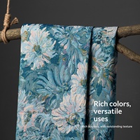 Rideaux Translucides Personnalisables en Tissu Jacquard Poly-coton à Motifs Floraux de Monet, Teints en Fil Haute Densité