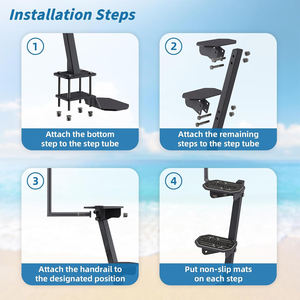 AMBITION-Escalones para remolque de <span class=keywords><strong>barco</strong></span> con pasamanos, alfombrilla antideslizante EVA, capacidad de 450 libras recomendada para alturas de arco de hasta 55" - Product Image 4