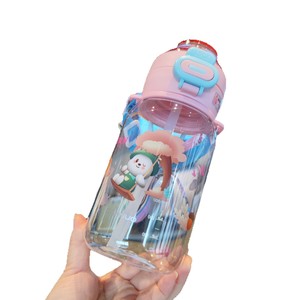 Zannuo Portable Cartoon Straw Cup 500Ml Double Wall Kids Water <b>Bottle</b> For Outdoor Use Student Gift With Bear Pattern - Product Image 5