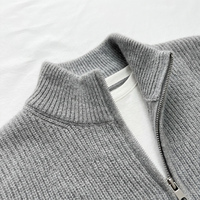 Ensemble Sportif Homme : Cardigan en Tricot Zippé, Tricoté à la Machine 12 GG, Respirant, Service OEM, Veste d'Hiver 100% Cachemire Uni