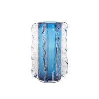 Vase en verre cristal coloré bleu de qualité supérieure Vase à fleurs en verre de table