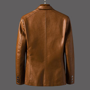 Chaquetas De Talla Grande Al Por Mayor Con Logotipo Personalizado De Moda Coreana De Otoño Para Hombre, Abrigos De Motociclista De Cuero PU Entallados E Informales - Product Image 3