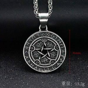 Collar de Acero Inoxidable 316L para Hombre, Colgantes de Serpiente Circular Vikinga Cobra, Joyería de Pentagrama de Brujería y Adivinación a la Moda - Product Image 3