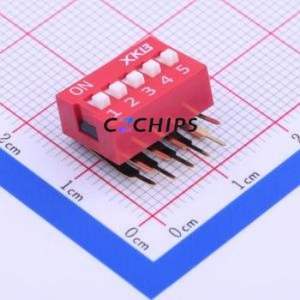 DA-05RP DIP Switch Through hole Component (THT) Switch Flat Toggle, Raised Type Single Pole Single Throw 5 PC Pin - Product Image 1