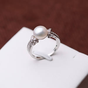 Anillo de Plata S925 con Boca Cerrada para Mujer, Adorno de Mano con Perla, Bandeja Vacía para Joyería DIY, Componentes para Joyería - Product Image 3