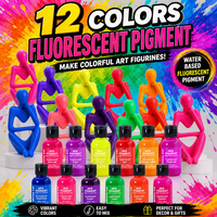 TIMESRUI 55ml Pigment Liquide Concentré Écologique à Base d'Eau pour Ciment et Plâtre, Teinture Néon/Fluorescente, 12 Couleurs Dispersées