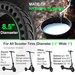Neumático Sólido para Scooter <span class=keywords><strong>de</strong></span> 8.5x2 50/75-6.1 para <span class=keywords><strong>Xiaomi</strong></span> M365 Pro 2 <span class=keywords><strong>1S</strong></span> Mi3 Gotrax GXL V2 XR APEX, Neumático <span class=keywords><strong>de</strong></span> Repuesto Antipinchazos con Estructura <span class=keywords><strong>de</strong></span> Panal - Product Image 2
