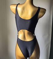 Maillot de bain une pièce pour femme, style monokini, avec découpes et strass, 3 couleurs, pour boîte de nuit, tailles S-L