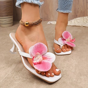 Sandalias de Tacón Alto y Punta Cuadrada con Diseño Floral Brillante para Mujer, Moda de Verano - Product Image 2