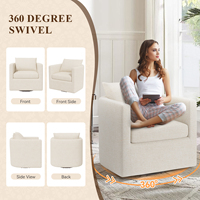 Fauteuil pivotant convertible confortable en lin avec coussin épais haute densité, tissu doux pour la peau, accent moderne pour salon et maison